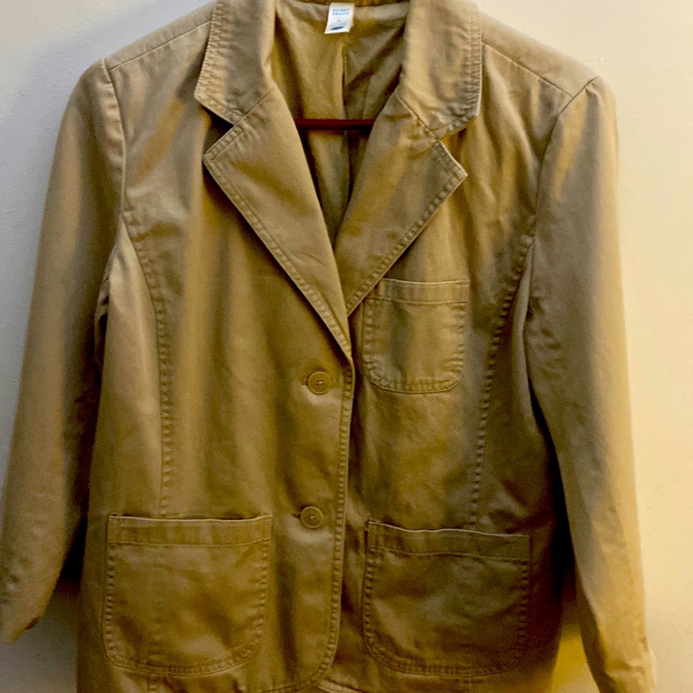 Old navy tan blazer, lined, casual,  good looking Junior jacket